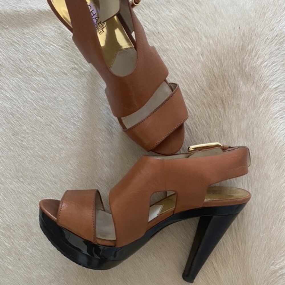 Michael Kors Carla Cognac Brown Platform Heels